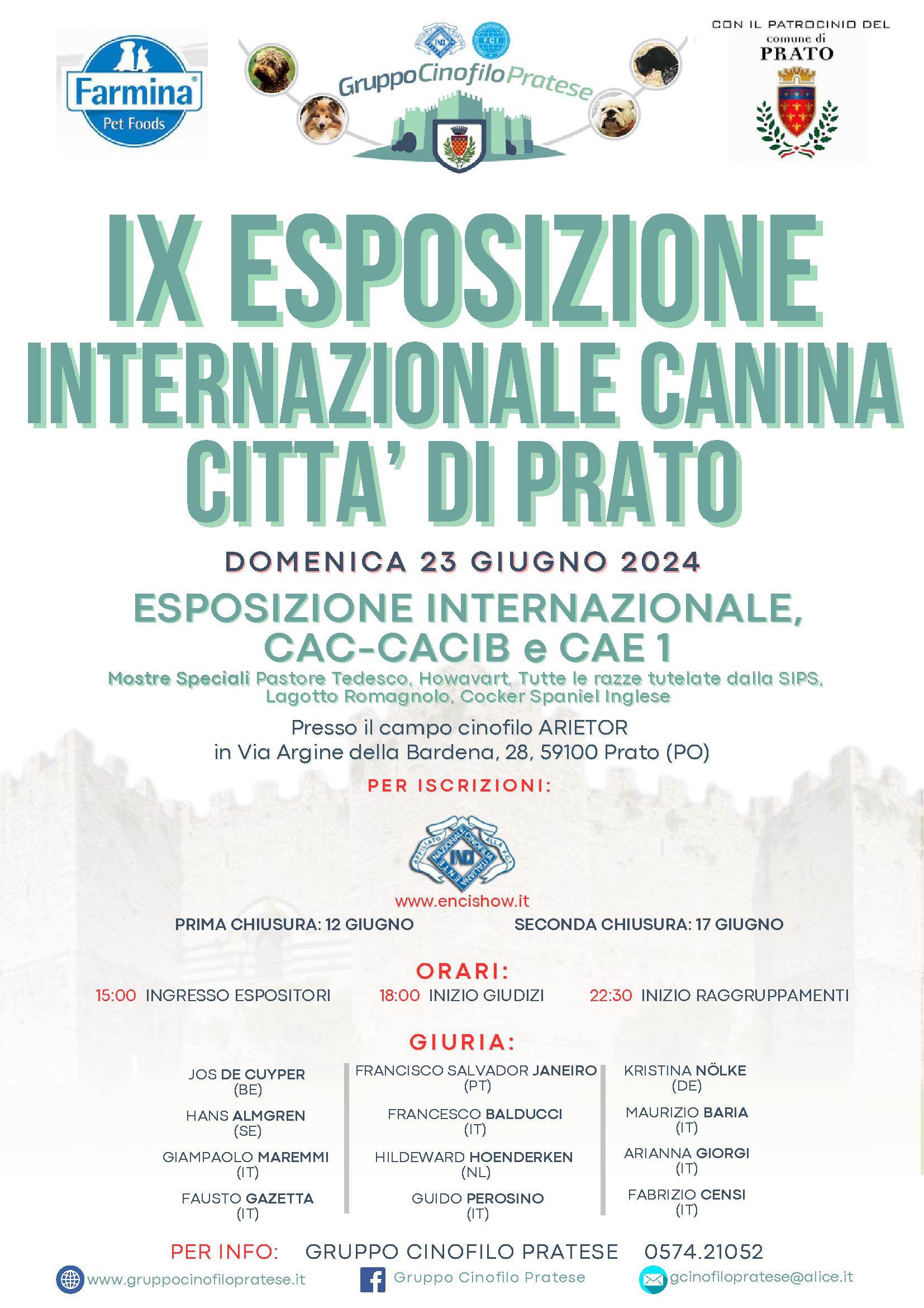 IX esposizione internazionale canina Città di Prato - 23 giugno 2024